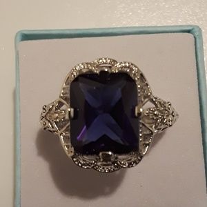 Amethyst gemstone sterling silver ring size 10